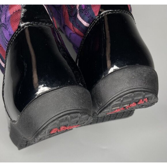 COACH Peggey W sz 8 B Plaid Purple Metallic Shearling Quilted Logo Boot Shoes - Picture 10 of 14